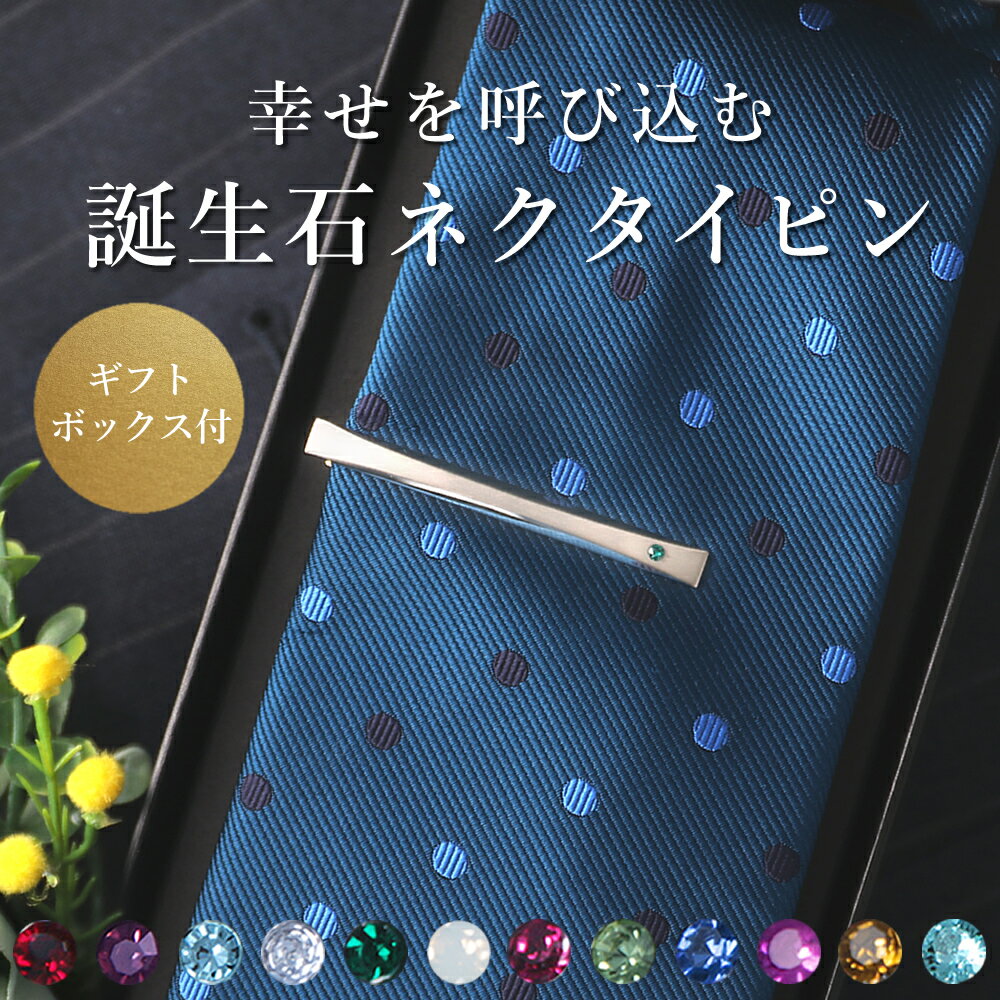 誕生石ネクタイピン 日本製 タイピン タイバー プレゼント ギフト ストーン 誕生日 誕生石 ストーン メンズ 男性 お祝い お父さん 送料無料 転職 就職祝い 贈り物 スワロフスキー [M便 1/2]