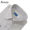 SARTORIA ワイシャツ グレー 長袖 ノーアイロン ニットシャツ ボタンダウン ストライプ 形態安定 メンズ ストレッチ オーソドックス 高品質 着心地 高級感 肌触り 質感 柔らかい 生地 縫製 機能性 サイズ 豊富 洗濯 冠婚葬祭 ビジネス フォーマル