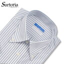 SARTORIA ワイシャツ 半袖 ネイビー 綿100% ノーアイロン ボタンダウン ネイビーストライプ 形態安定 メンズ ストレッチ オーソドックス 白 高品質 着心地 高級感 肌触り 質感 柔らかい 生地 縫製 機能性 サイズ 豊富 洗濯 冠婚葬祭 ビジネス フォーマル