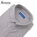 SARTORIA ワイシャツ 半袖 ブラック ニットシャツ ボタンダウン ストライプ 形態安定 メンズ ストレッチ オーソドックス 黒 高品質 着心地 高級感 肌触り 質感 柔らかい 生地 縫製 機能性 サイズ 豊富 洗濯 冠婚葬祭 ビジネス フォーマル クールビズ COOLPASS 夏 涼しい