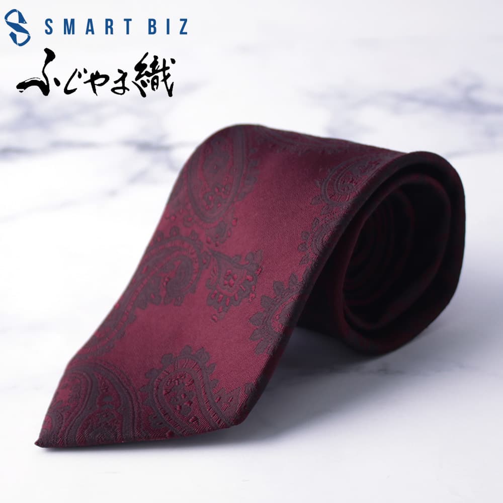 \クーポンで最大35%OFF/ふじやま織 シルクネクタイ ネクタイ メンズ レッド 赤 ペイズリー シルク 男性 レギュラーネクタイ 選べるラッピング 日本製 ...