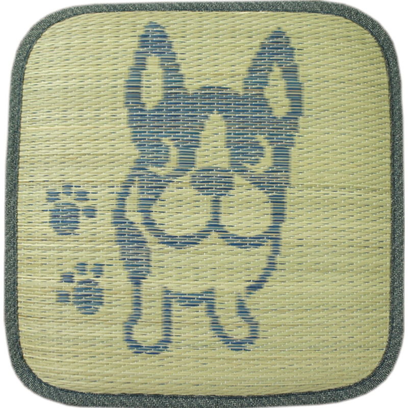40x40cm い草角座クッション「ブルドッグ」ブルー色 10枚セット【夏用クッション】 [2]