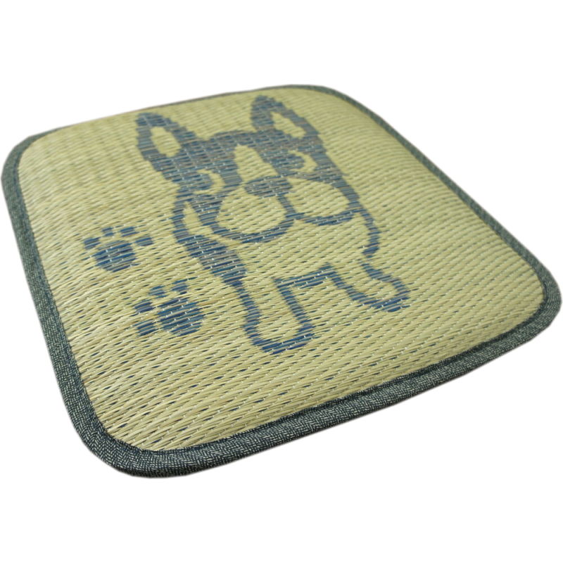 40x40cm い草角座クッション「ブルドッグ」ブルー色 10枚セット【夏用クッション】 [3]
