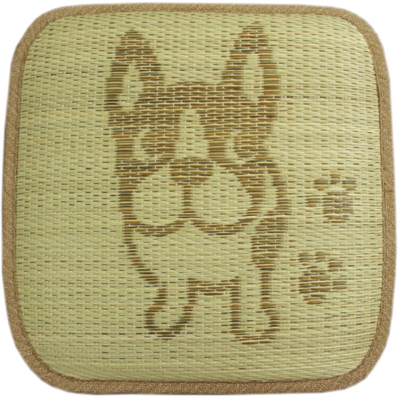 40x40cm い草角座クッション「ブルドッグ」ブラウン色 1枚単品【夏用クッション】