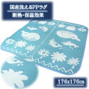 176x176cm 国産洗えるPPレジャーラグ(い草調)「イルカ:BL」 野外イベントに!保育施設に!子供部屋に!