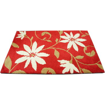 55x85cm 「レウィシア」レッド色 玄関マット インテリアマット 室内用マット