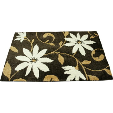 45x75cm 「レウィシア」ブラウン色 玄関マット インテリアマット 室内用マット