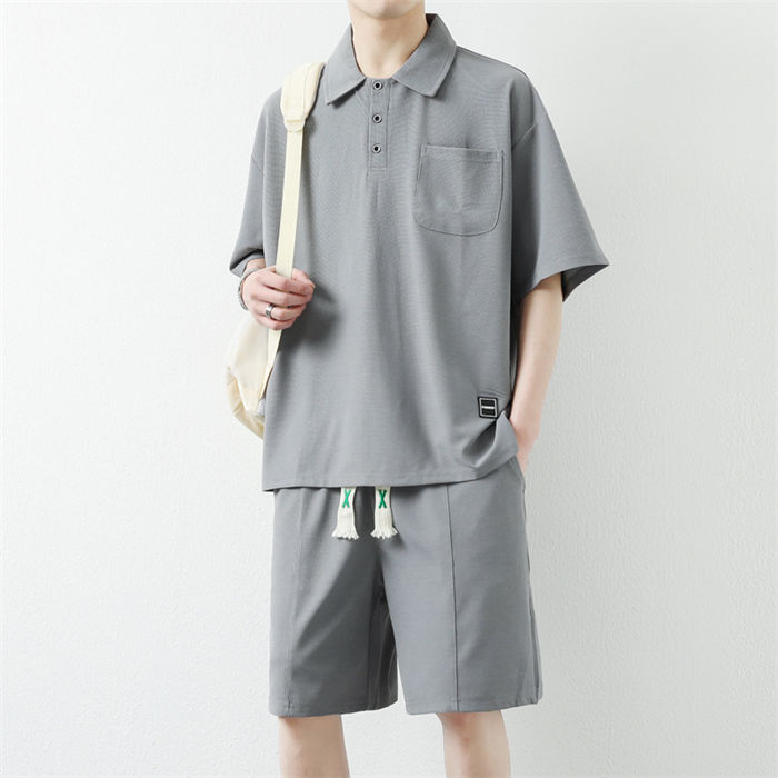 メンズ 夏服 2点セット 上下セット セットアップ 半袖シャツ ハーフパンツ スエット カジュアル ボトム..