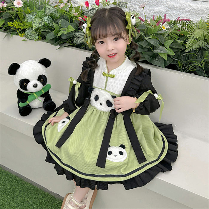 パンダ柄 panda ワンピース+髪飾り ベビー...の商品画像