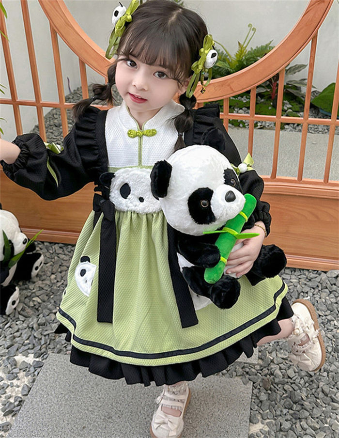 パンダ柄 panda ワンピース+髪飾り ベビ...の紹介画像3