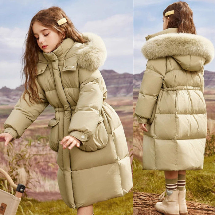 女の子 ダウンコート ファー 大きめポケット 子供 ダウンジャケット 秋コーデ 冬コーデ キッズコート 子供服 フード付き ジュニア アウター 防寒 暖かい 厚...