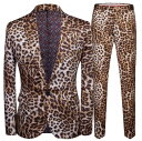 ヒョウ柄スーツセット メンズ礼服 テーラードジャケット 舞台スーツジャケット ヒョウ柄パンツ 舞台衣装 タキシードジャケット 上下セット 裏地あり ステージ衣装...