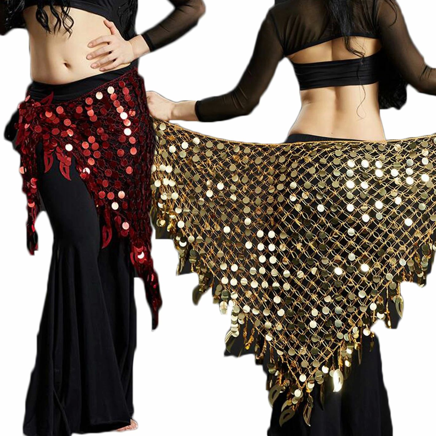 ダンススカーフ スパンコール ヒップスカーフ アラビアン 腰巻き ダンスウェア ベリーダンス衣装 初心..