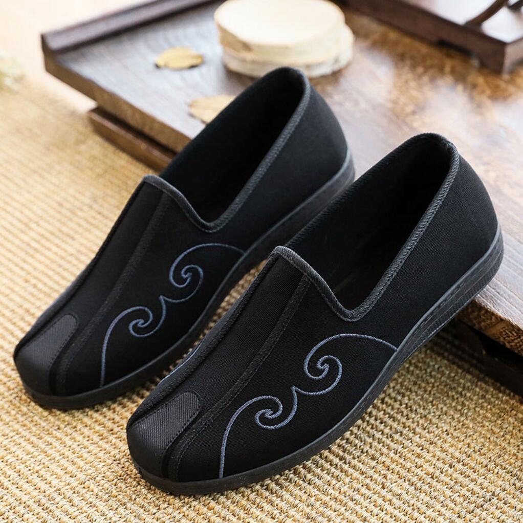 メンズ パンプス 刺?入りチャイナ靴 中華 シューズ ペキン布靴 カンフー シューズ ブラック 男性 太極..