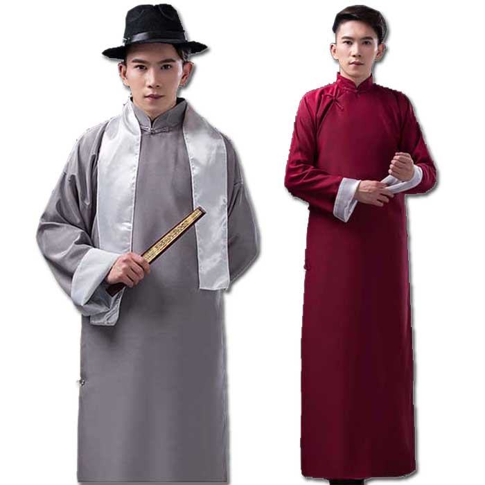 チャイナ服 メンズ 長袍 チャンパオ 全5色 コスプレ コスチューム ハロウィン 中国漫才 中国伝統服 中..