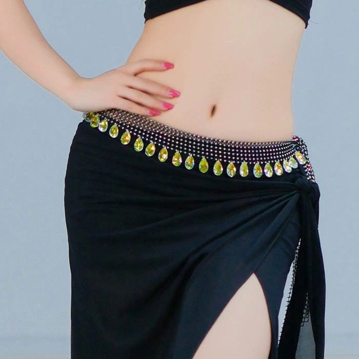 ベリーダンス衣装 チェーンベルト ウエスト アクセサリー ベール ウエストベルト ラインストーン ヒッ..