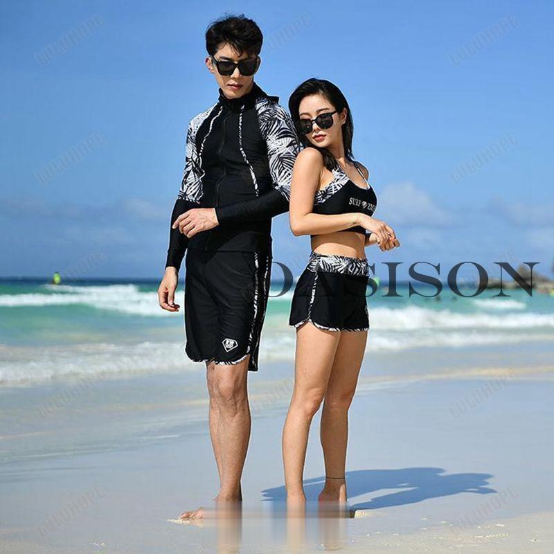 水着ラッシュガード ペアルック カップル カップル水着 上下セット 水着ペア サーフパンツ メンズ水着 男性用 ビーチパンツ みずぎ フィットネス 水着 セパレー