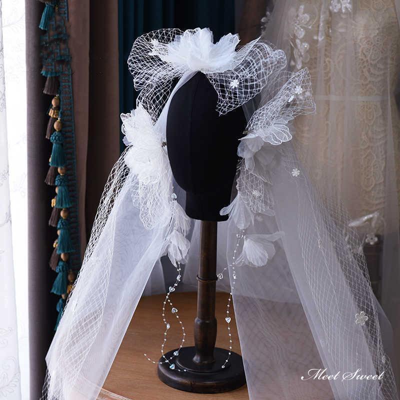 ウェディングベール フラワーベール ミドルベール ミディアムベール 個性 ハードチュール 新作 ウエデ..