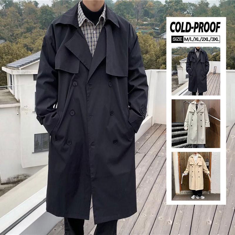 トレンチコート コート メンズ ジャケット ロング アウター 前開き ビジネス 防風 防寒 秋 冬 冬服 ブルゾン 通勤 シンプル ゆったり スリム