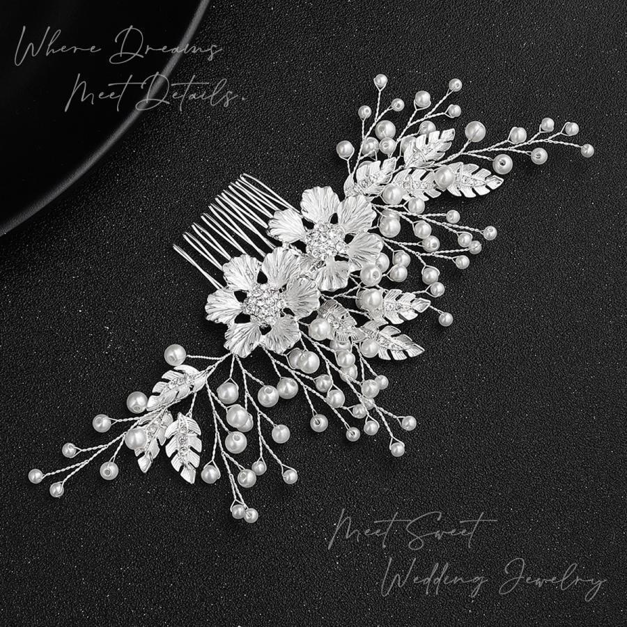 ヘッドドレス コーム 大きめ フラワー パール ベールヘッドピース 二次会 発表会 結婚式 花嫁 和装 着..