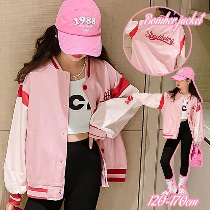 ジャンパー 野球服 ジュニア キッズスタジャン ジャケット スタジャン 女の子 キッズ スプリングコート クルーネック ブラウス チュニックアウター ブルゾン 子供服 長袖 通気性抜群 カジュアルコーデ シンプル 野球少女 野球ジャケット こども 長袖 女の子 子ども 春秋 防風