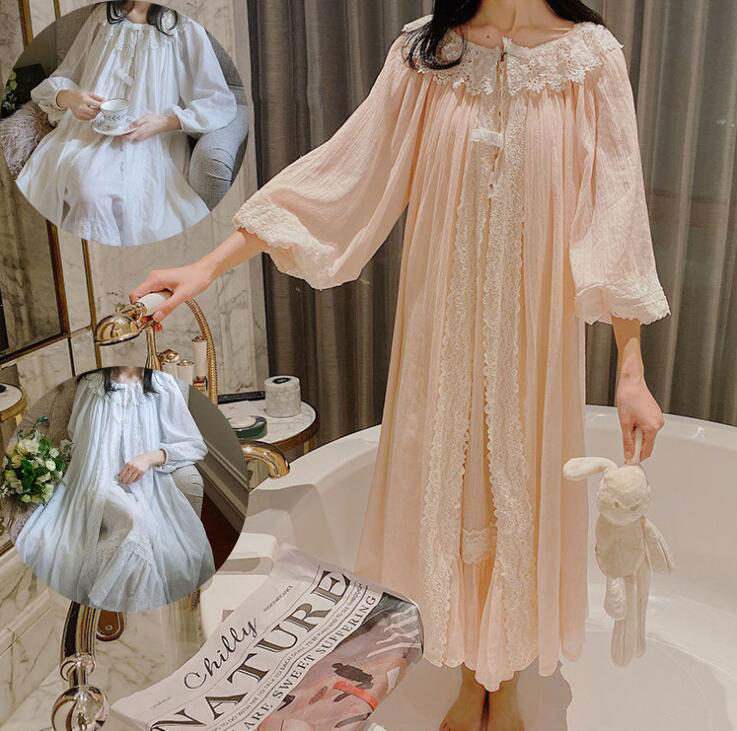 2点セットネグリジェ　ロングネグリジェ　レース付きパジャマ　可愛い 部屋着 お姫風　ルームウェア 欧風パジャマ　キャミソール 寝間着　春夏　着心地いい ネグリジェ+カーディガン 3色 S-LL