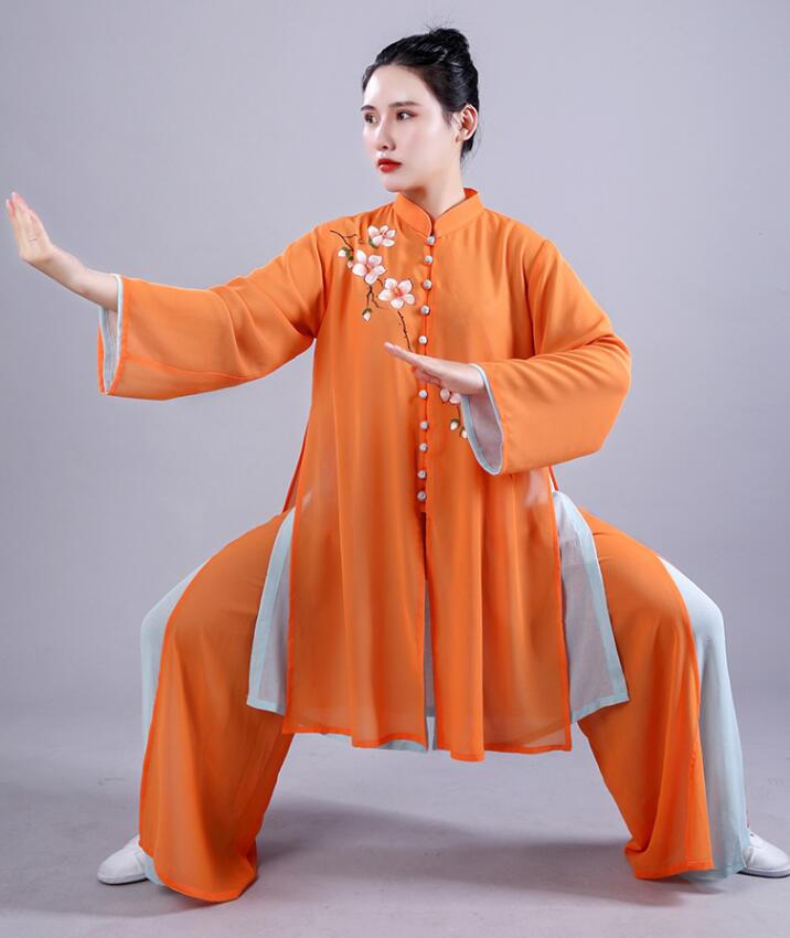 レディース 太極拳 ウェア 上下セット 梅柄 太極拳服 女性 武術服 カンフー ウーシュー チャイナ服 武..