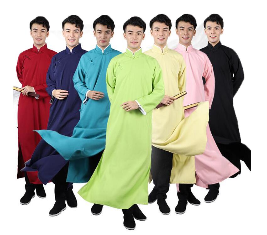 チャイナ服 メンズ チャンパオ 長袍 中華服 男性 武術服 ロング丈 チャイナシャツ 中国伝統衣装 漫才ウ..