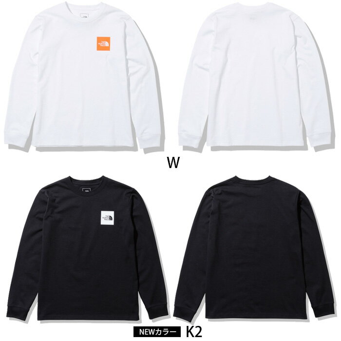 ■ノースフェイス 2022年秋冬 ロングスリーブスクエアロゴティー（レディース）L/S Square Logo Tee アウトドア Tシャツ 秋物 冬物 ハイキング カジュアル 登山 キャンプ タウンユース 長袖 ロンT ブラック ホワイト グレー 黒 白 ウィメンズ