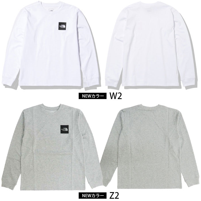 ■ノースフェイス 2022年秋冬 ロングスリーブスクエアロゴティー（レディース）L/S Square Logo Tee アウトドア Tシャツ 秋物 冬物 ハイキング カジュアル 登山 キャンプ タウンユース 長袖 ロンT ブラック ホワイト グレー 黒 白 ウィメンズ