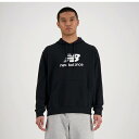 【マラソン期間中P5倍】ニューバランス Sport Essentials Stacked Logo スウェットフーディ MT41501 BK ブラック スエット パーカー トップス フード タウンユース カジュアル