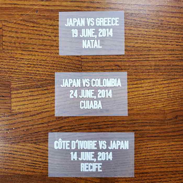 2014 ワールドカップ マッチング マーキング 日本代表VS ギリシャ コロンビア コートジボワール サッカー ブラジル大会 胸マーク 記念