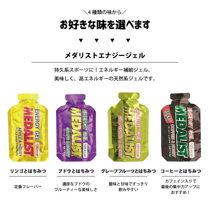 【メール便可】メダリスト エナジージェル 4本セット【好きな味が選べる】 サプリ...