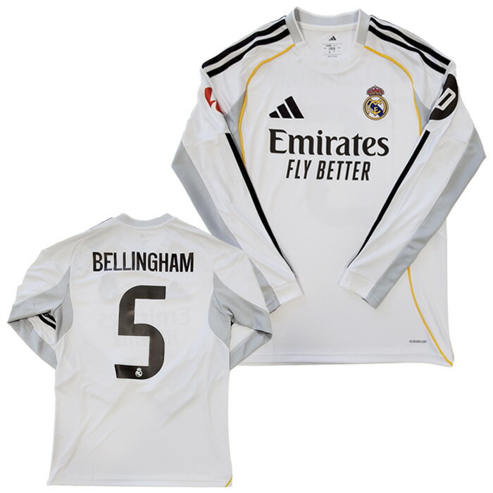 【BLACKFRIDAY期間中P5倍】【メール便可☆マーク入】アディダス レアル・マドリード 25/26 長袖ホームユニフォーム BELLINGHAM ジュード...
