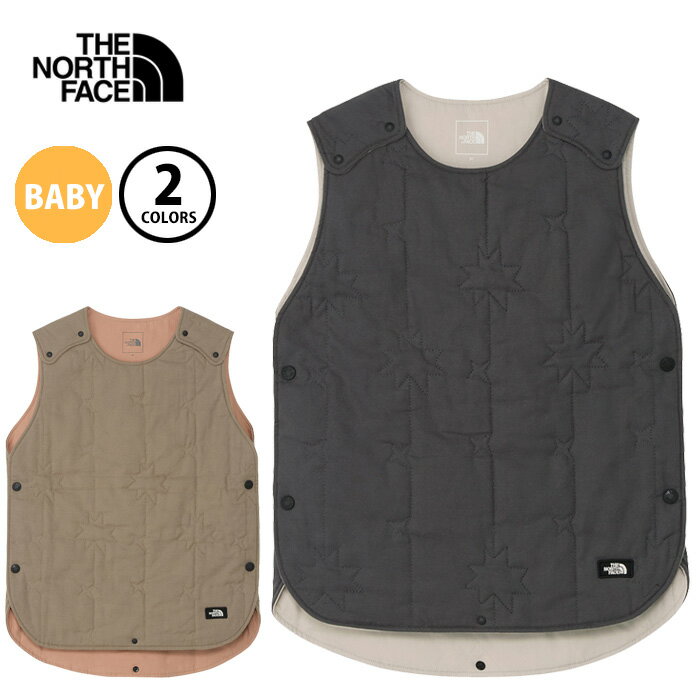 商品詳細天然素材を採用したキルティングのスリーパー。表地と裏地にはやわらかなオーガニックコットンを採用。中わたには、サステナブルを考慮したカポック混素材を採用。両肩と脇は着脱がしやすいドットボタン仕様です。素材＜表側＞Organic Cotton Flannel（綿100％）＜中わた＞KAPOK Insulation（ポリエステル40％、複合繊維（ポリエステル）30%、植物繊維（カポック）30％）＜裏側＞Organic Cotton Broad（綿100％）カラーGG：グラファイトグレーMR：マッシュルーム原産国中国仕様ロゴワッペン／ドットボタン仕様サイズ【BF】着丈：53cm、身幅：38cm、肩幅：31cm、裾幅：38cm ※ブラウザやお使いのモニター環境により、掲載画像と実際の商品の色味が若干異なる場合があります。商品詳細画像は今シーズン展開外カラーを掲載していることがあります。掲載の価格・デザイン・仕様について、予告なく変更することがあります。あらかじめご了承ください。 ▼その他オススメ商品はこちら当店取り扱いのTHE NORTH FACE(ザ・ノース・フェイス）商品は、ゴールドウィンから入荷した正規品です。