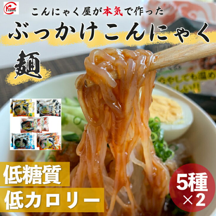 カタオカ こんにゃく麺 10食(5種類×2) 簡単 冷麺 冷麺 ダイエット食品 こんにゃくラーメン 置き換えダイエット ダイエットフード 低糖..