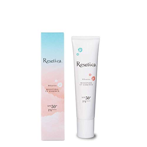 Resetica モイストベールUVエッセンス SPF50+ PA++++ 日焼け止め クリーム 乳液 下地 cica ノンケミカル 紫外線吸収剤不使用 ウォータープルーフ 顔 子供 保湿 トーンアップ 透明感 白浮きしな…