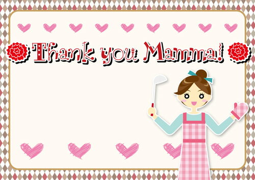 母の日のペーパー・ランチョンマット 『Thank you Mamma!』　10枚入（B4版）〜敷くだけでお料理がワンランクUP！しかも使い捨てなので汚れても安心〜母の日のお祝いに…楽しい食卓を演出！