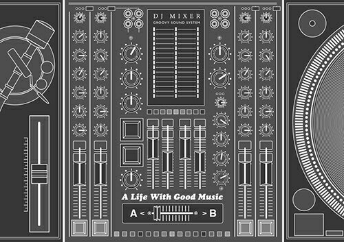 ペーパー・ランチョンマット 『A Life With Good Musicシリーズ　〜DJ MIXER〜』　10枚入 （B4版） 〜敷くだけで食卓がワンランクUP！使い捨てなので汚れても安心〜 普段使い・パーティ・お食事会に！ お家ごはん・オンライン飲み会などでも大活躍！