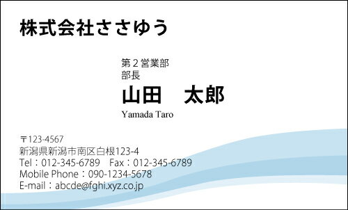 【デザイン名刺印刷】ベーシック名刺［B_117_h］《カラー名刺片面100枚入ケース付》テンプレートを選んで簡単名刺作成シンプルなデザインでビジネスからプライベートまで幅広く使えるスタンダードな名刺です【水や風のイメージ】
