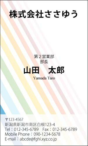【デザイン名刺印刷】ベーシック名刺［B_119_h］《カラー名刺片面100枚入ケース付》テンプレートを選んで簡単名刺作成シンプルなデザインでビジネスからプライベートまで幅広く使えるスタンダードな名刺です【パステルカラーが印象的】