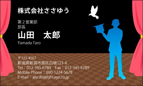 【デザイン名刺印刷】趣味 職業名刺［H_409_e］《カラー名刺片面100枚入ケース付》テンプレートを選んで簡単名刺作成お店 自営業 フリーのご職業に！ショップカード ポイントカード インフォメーションにも！【マジシャン 手品 イリュージョン】