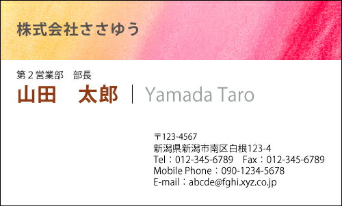 【デザイン名刺印刷】ポップ&カジュアル名刺［P_010_k］《カラー名刺片面100枚入ケース付》テンプレートを選んで簡単名刺作成POPなデザインで男女問わず手軽に使えるオシャレかわいいキュートな名刺です