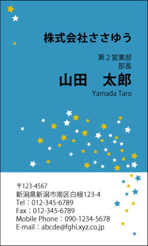 【デザイン名刺印刷】ポップ&カジュアル名刺［P_039_s］《カラー名刺片面100枚入ケース付》テンプレートを選んで簡単名刺作成POPなデザインで男女問わず手軽に使えるオシャレかわいいキュートな名刺です