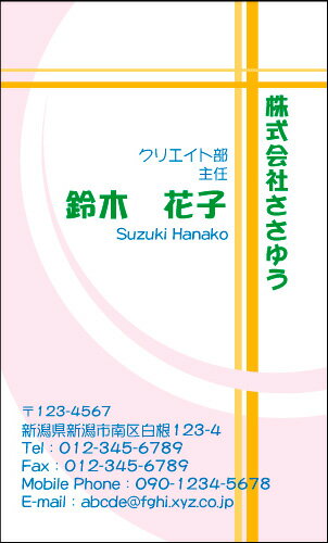 【デザイン名刺印刷】ポップ&カジュアル名刺［P_053_h］《カラー名刺片面100枚入ケース付》テンプレートを選んで簡単名刺作成POPなデザインで男女問わず手軽に使えるオシャレかわいいキュートな名刺です