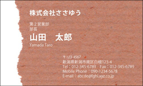 【デザイン名刺印刷】スタイリッシュ名刺［S_014_s］《カラー名刺片面100枚入ケース付》テンプレートを選んで簡単名刺作成スマートなデザインでセンスの良さをアピール！オシャレ&クールなデザイン名刺です【紙をちぎった感じが雰囲気出してます】