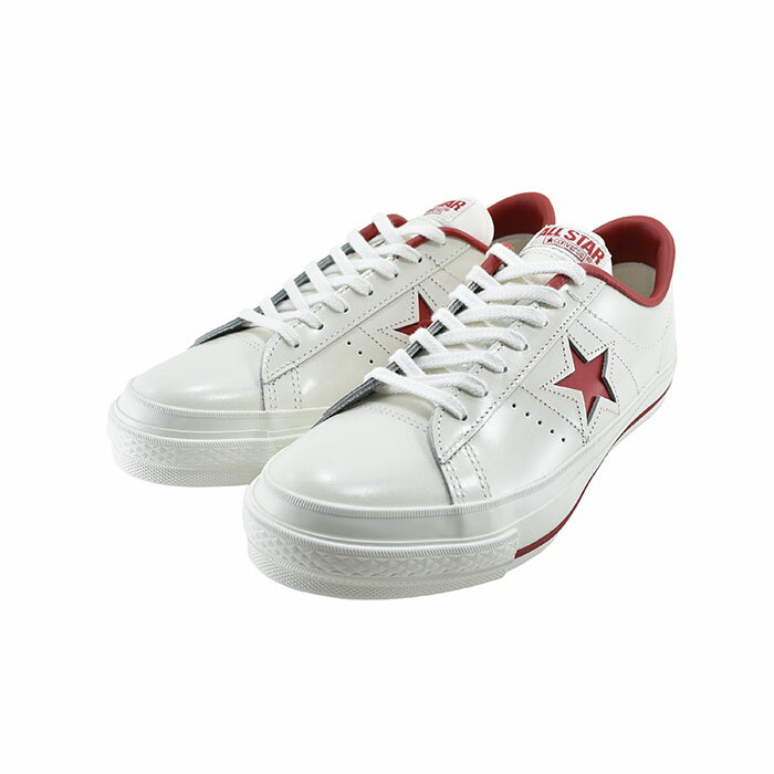 コンバース CONVERSEONE STAR J ワンスター J OX オックス ローカット レザー 本革 日本製 通学 通勤 定番 ホワイト/レッド 白 シロ 12(WHT/RED) 32346512 スニーカー メンズ シューズ 靴