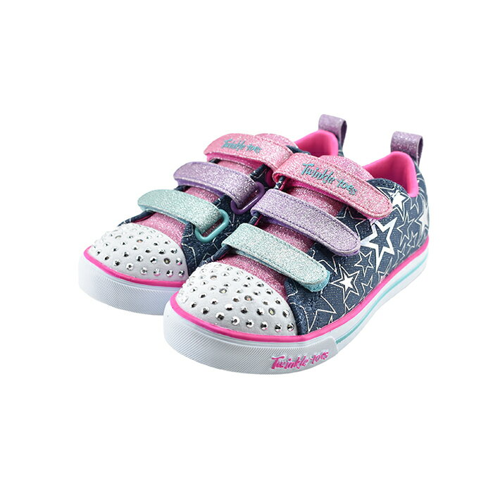 スケッチャーズ SKECHERSSLIGHTS SPARKLE LITE STARS THE LIMIT Sライツ スパークル ライト スターズ リミット 光る靴 ライトアップ マジックテープ 面ファスナー ベルクロ デニム/マルチ ネイビー(DENIM/MULTI) 314036L スニーカー キッズ ジュニア 子供 女の子