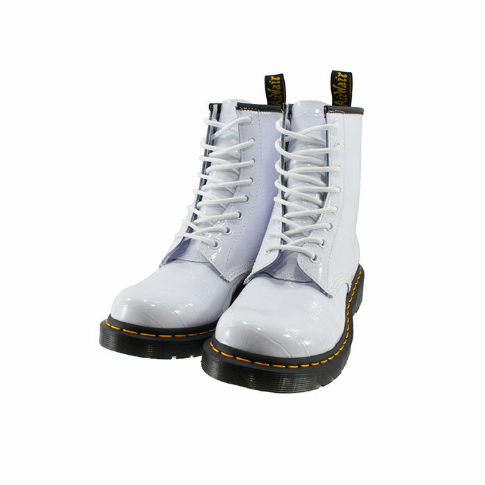 ドクターマーチン Dr.Martins 1460 W PATENT 8EYE BOOT 8 ホール ブーツ エナメル クロコダイル ワニ わに エンボス 型押し レザー レースアップ 編み上げ 白 シロ 73 (ホワイト) 26855100 ブーツ レディース シューズ 靴