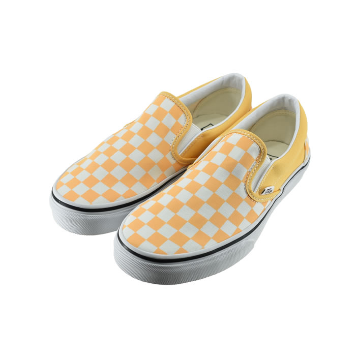 バンズ 【送料込み】 ヴァンズ VANS CLASSIC SLIP-ON クラシック スリッポン スリップオン チェッカーフラッグ チェック （チェッカーボード)FLAX/T.WH フラックス/トゥルーホワイト オレンジ 14 ((CHK)FLAX/T.WH(～24.5cm)) VN000XG8 スニーカー レディース ユニセックス